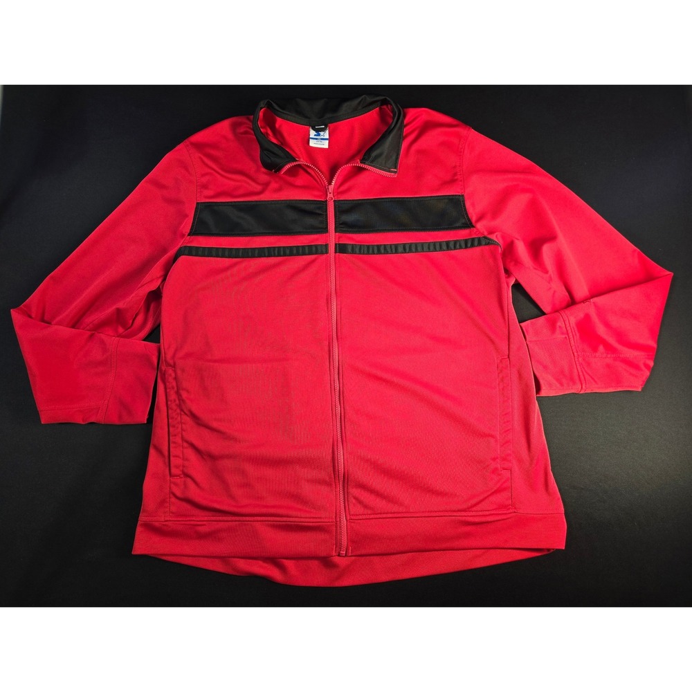 Starter Mens 2XL Red Black Full Zip Track Jacket RM164008 Athletic Sportswear
